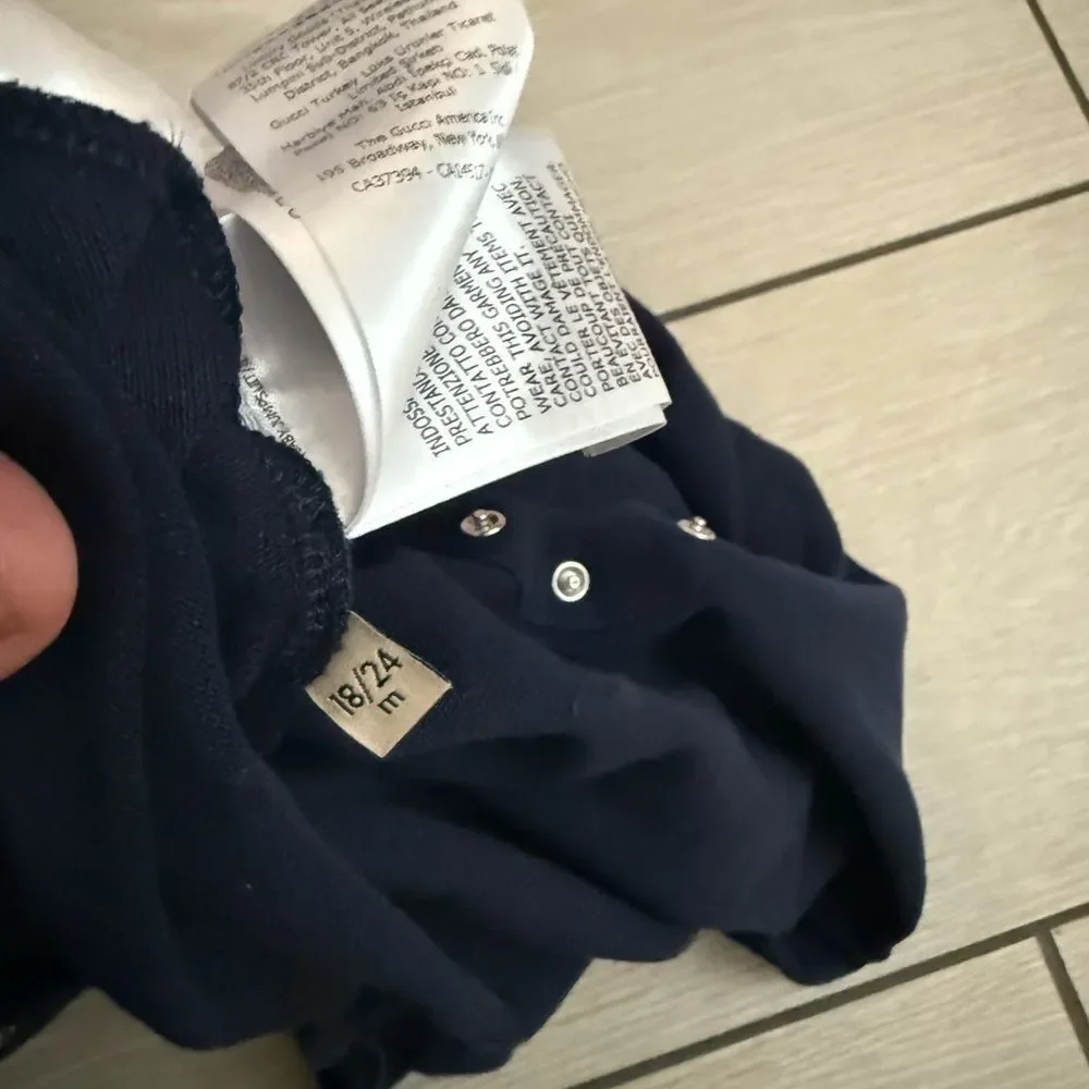 Brand new baby Gucci navy Footies One Piece